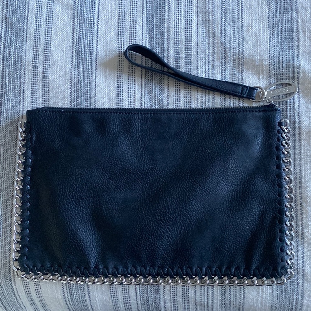 NWOT Black leather clutch by Carlos